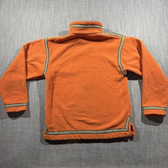 Wintergreen Fleece Sweatshirt Kids 9/10 Orange Polartec 1/4 Zip Nordic Trim - Picture 6 of 7